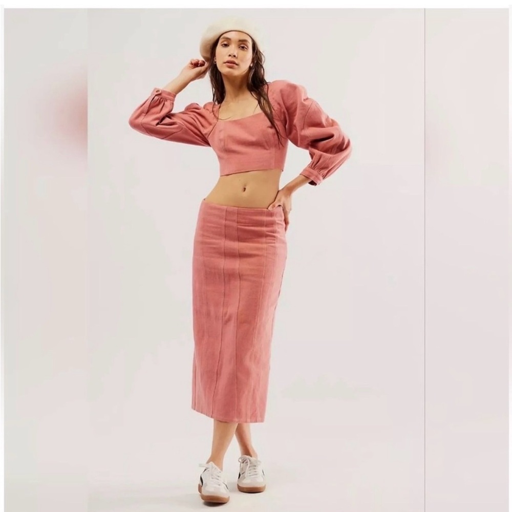 Pink Free People Marley Denim Set. New with tags